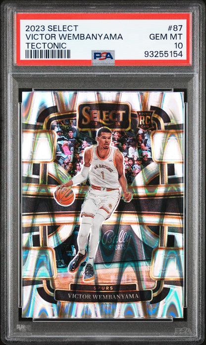 Victor Wembanyama 2023 Select Tectonic PSA 10 Gem Mint basketball card dribbling