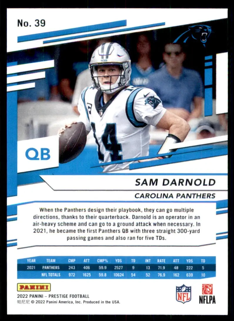 2022 Panini Prestige Sam Darnold Carolina Panthers #39