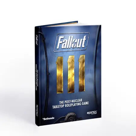 Fallout RPG Core Rulebook hardcover with blue cover and golden III numerals for fans of gaming