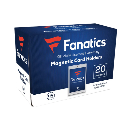 Blue Fanatics box of 20 magnetic holders for trading cards, baseball cards, or football cards