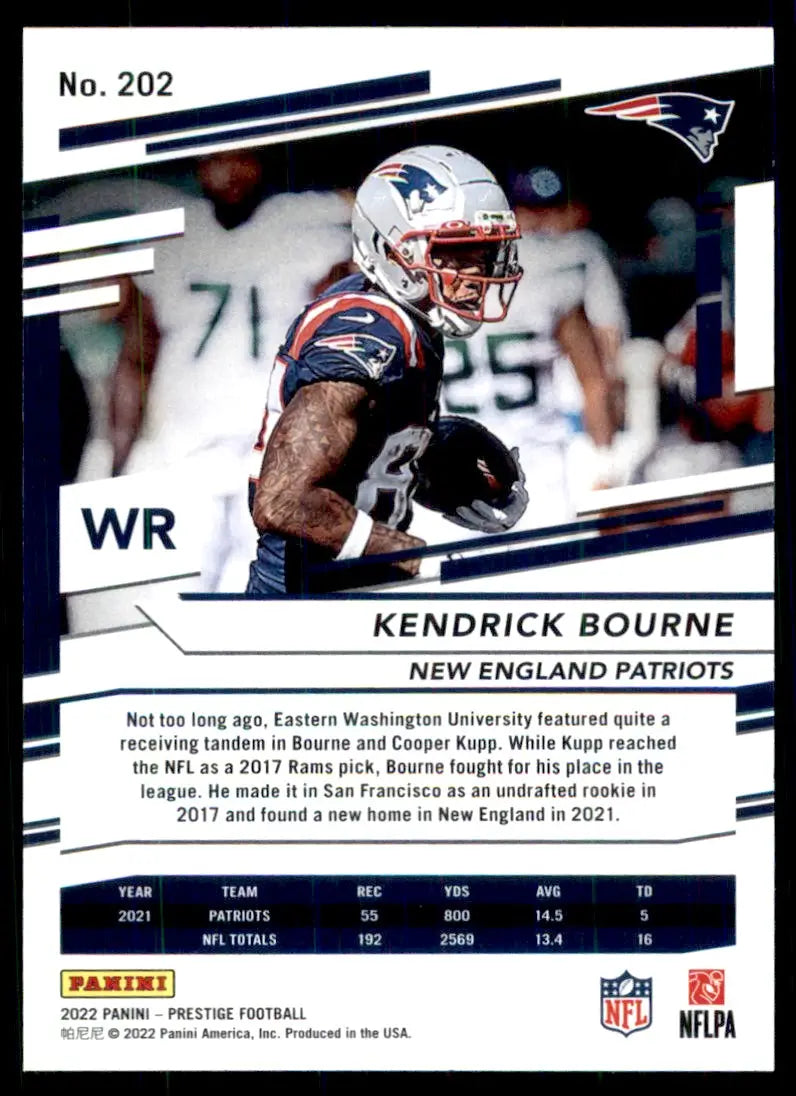 2022 Panini Prestige Kendrick Bourne New England Patriots #202