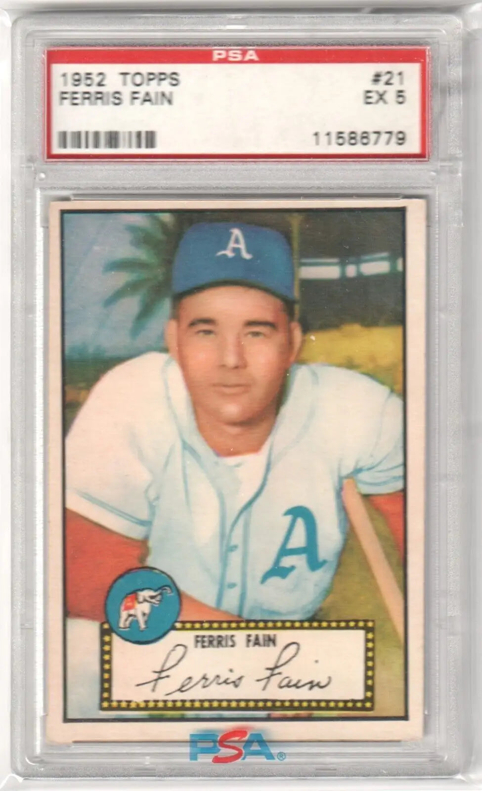 PSA-graded 1952 Topps Ferris Fain Athletics single card available at Columbia Hobby