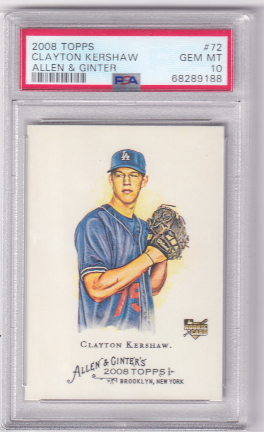 CLAYTON KERSHAW 2008 Topps Allen & Ginter RC Rookie #72 PSA 10 GEM MINT DODGERS