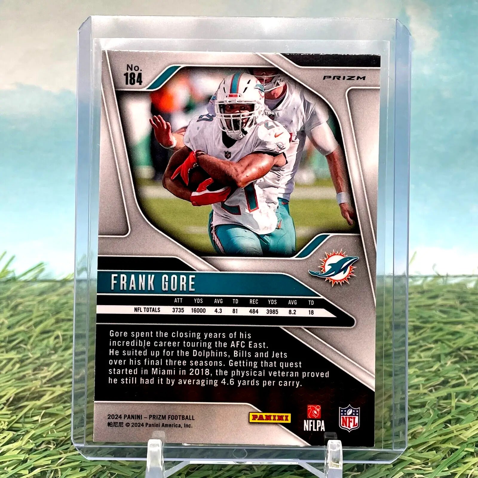 Frank Gore football card featuring Panini Prizm black white checkerboard design