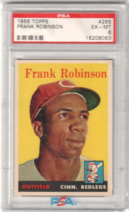 PSA-graded 1958 Topps Frank Robinson card featuring Cincinnati Redlegs outfielder, Columbia Hobby