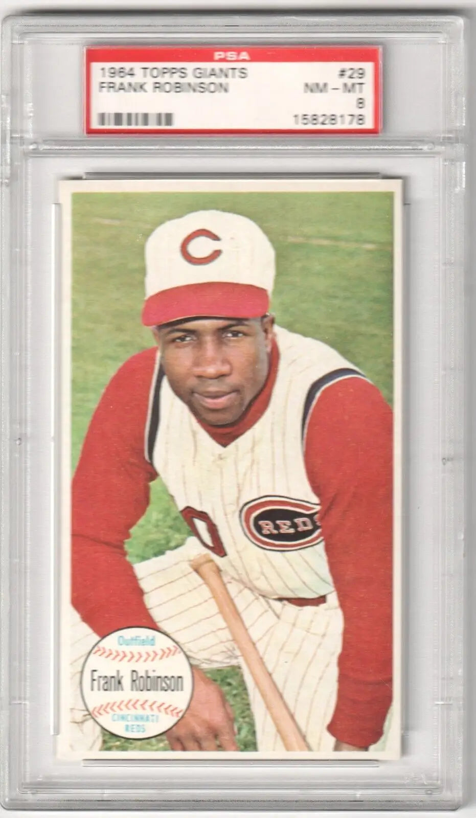 PSA-graded 1964 Topps Giants Frank Robinson card featuring Cincinnati Reds player, Columbia Hobby