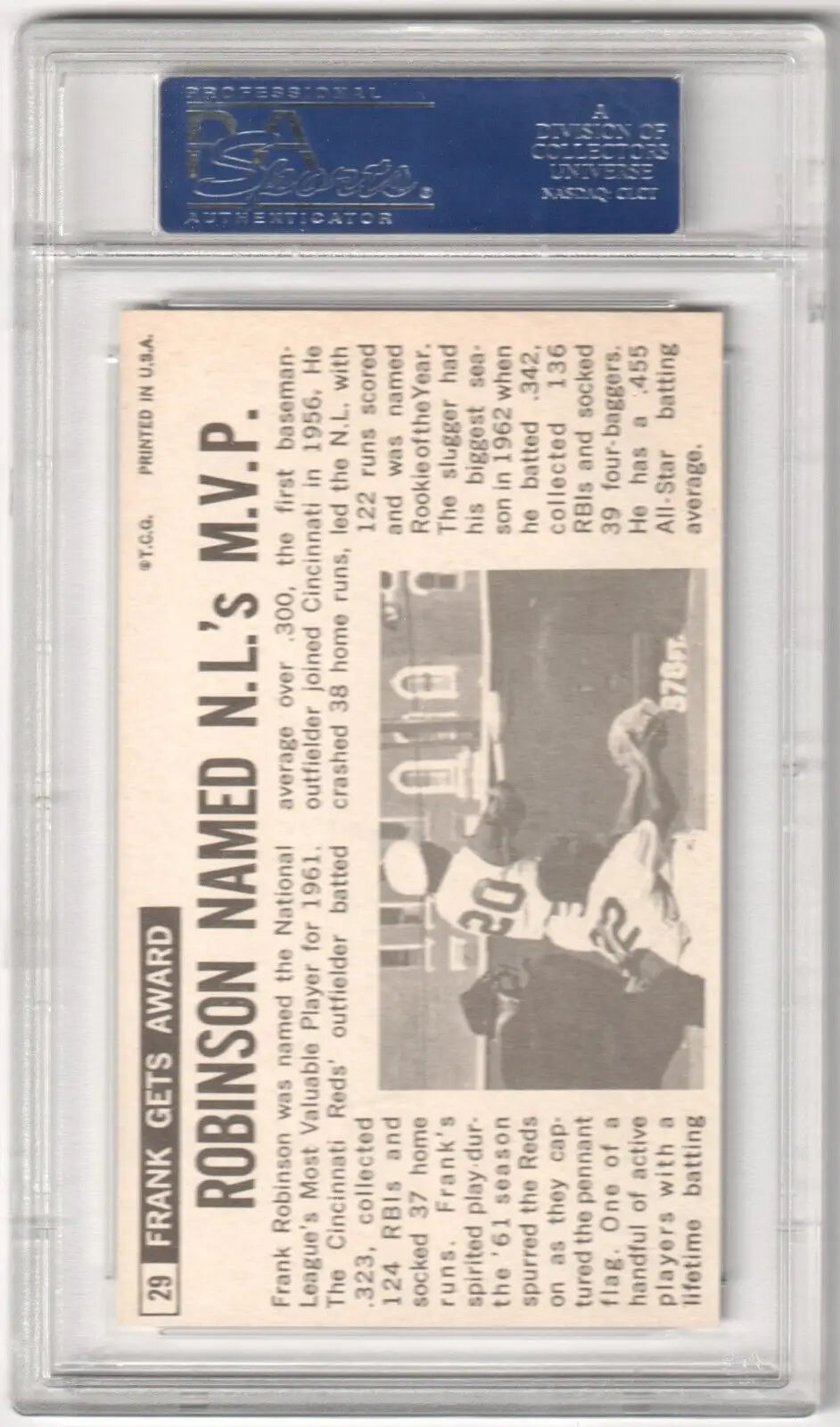 Vintage FRANK ROBINSON 1964 Topps Giants #29 card graded PSA 8 NM-MT, single cards from Columbia Hobby