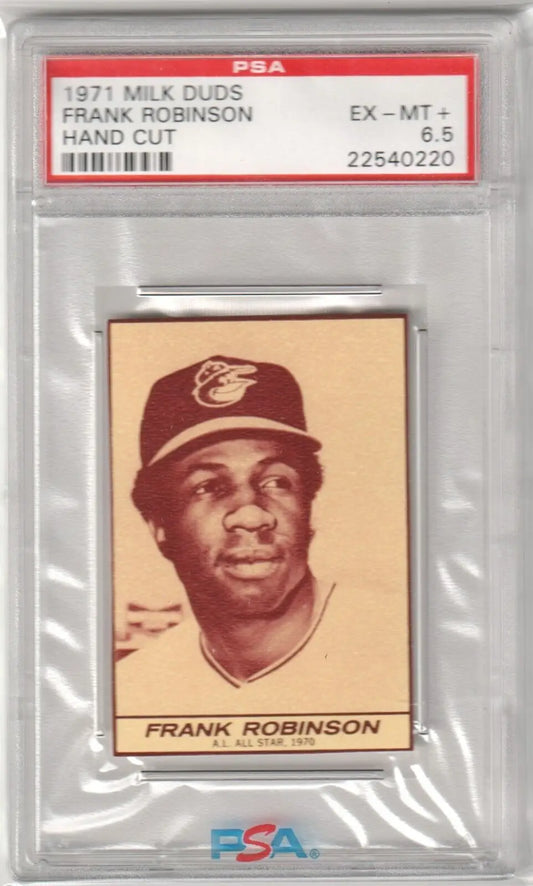 PSA-graded 1971 Milk Duds single card of Frank Robinson, Baltimore Orioles player