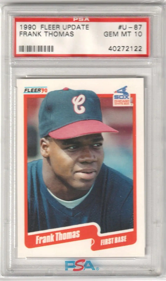 PSA-graded 1990 Fleer Update Frank Thomas Rookie card in protective case from Columbia Hobby