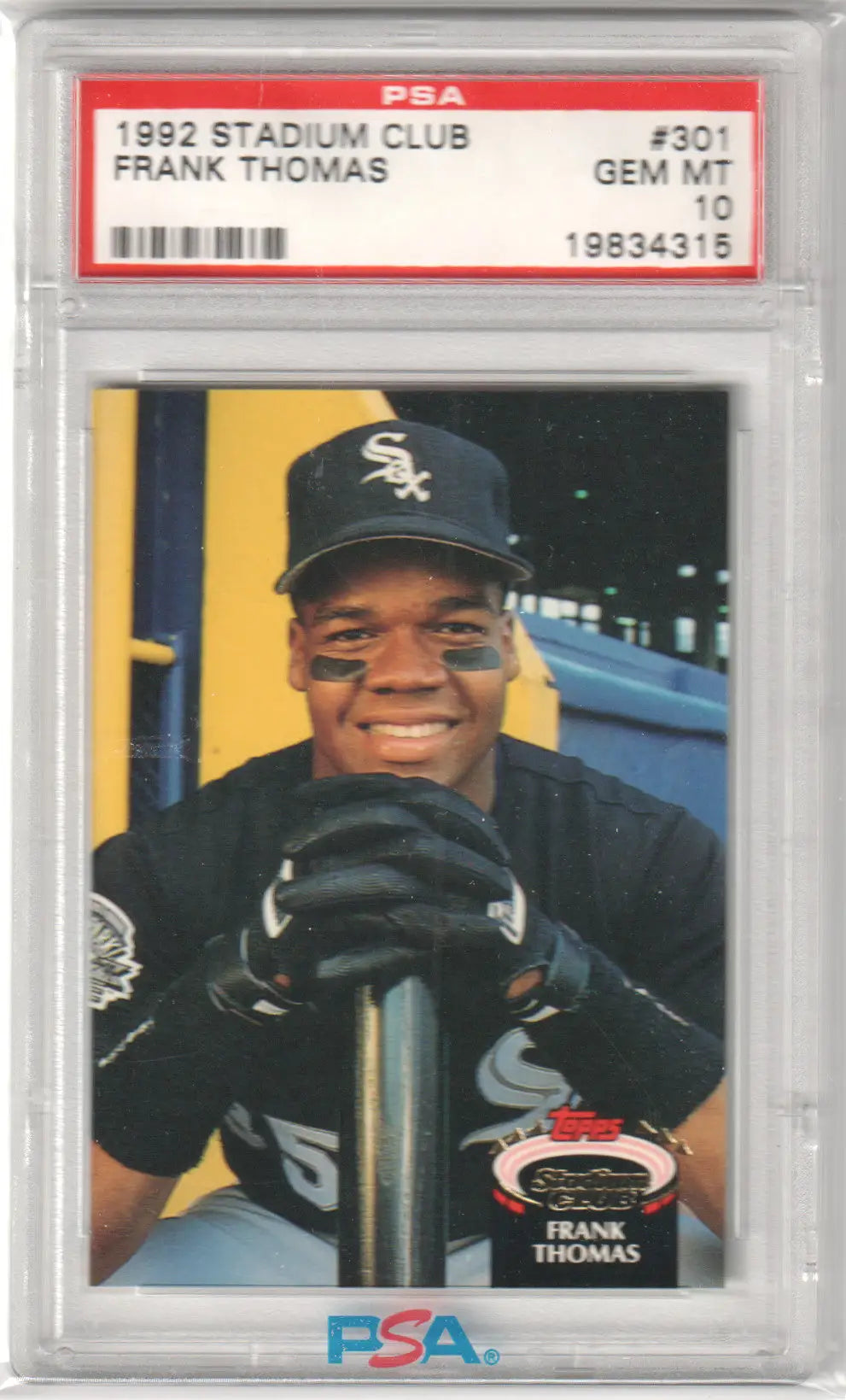 PSA-graded 1992 Stadium Club baseball card of Frank Thomas, Chicago White Sox player