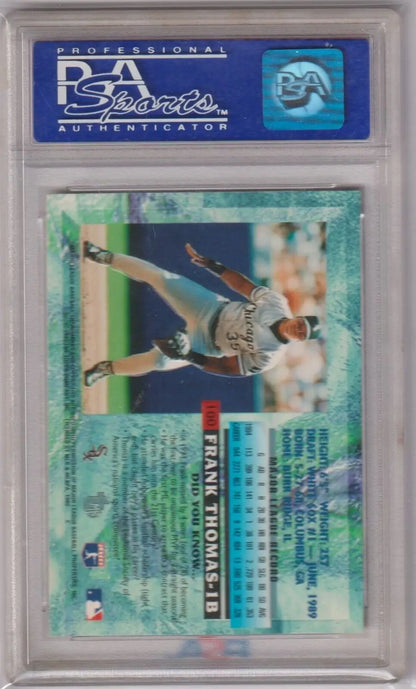 PSA-graded Frank Thomas 1995 Topps Embossed Golden Idols #100 in protective case for single cards