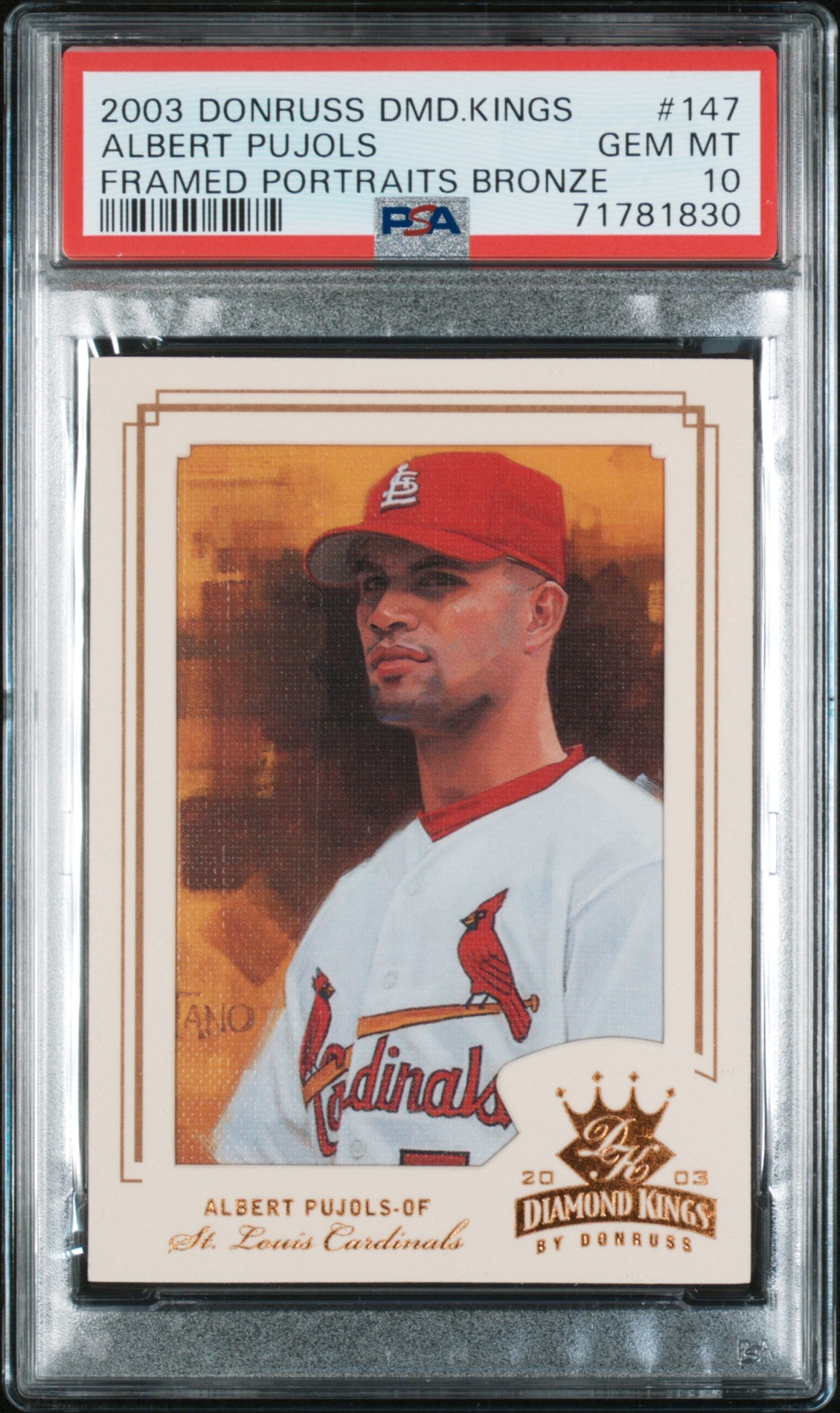 ALBERT PUJOLS 2003 Donruss Diamond Kings #147 Framed Portrait Bronze PSA 10 GEM