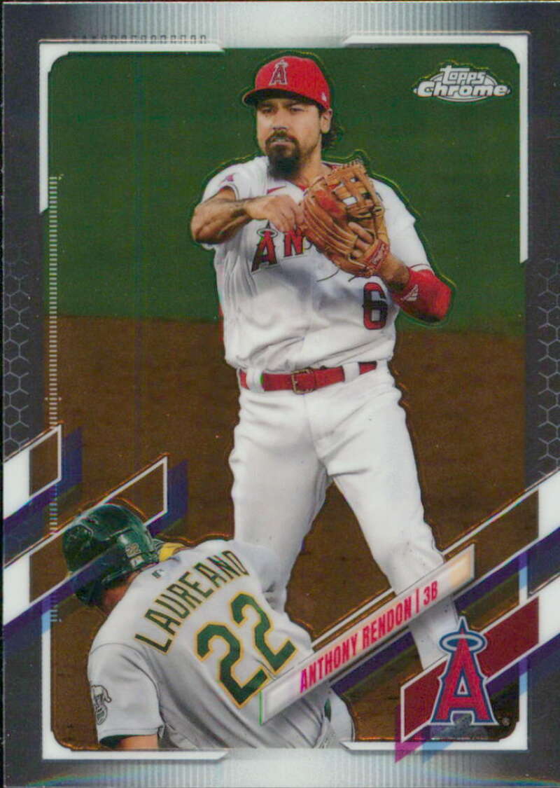 Baseball trading card of Anthony Rendon in Los Angeles Angels uniform from Topps Chrome