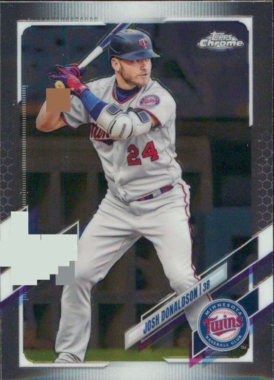 Baseball player Josh Donaldson in Minnesota Twins uniform #24 batting stance on card