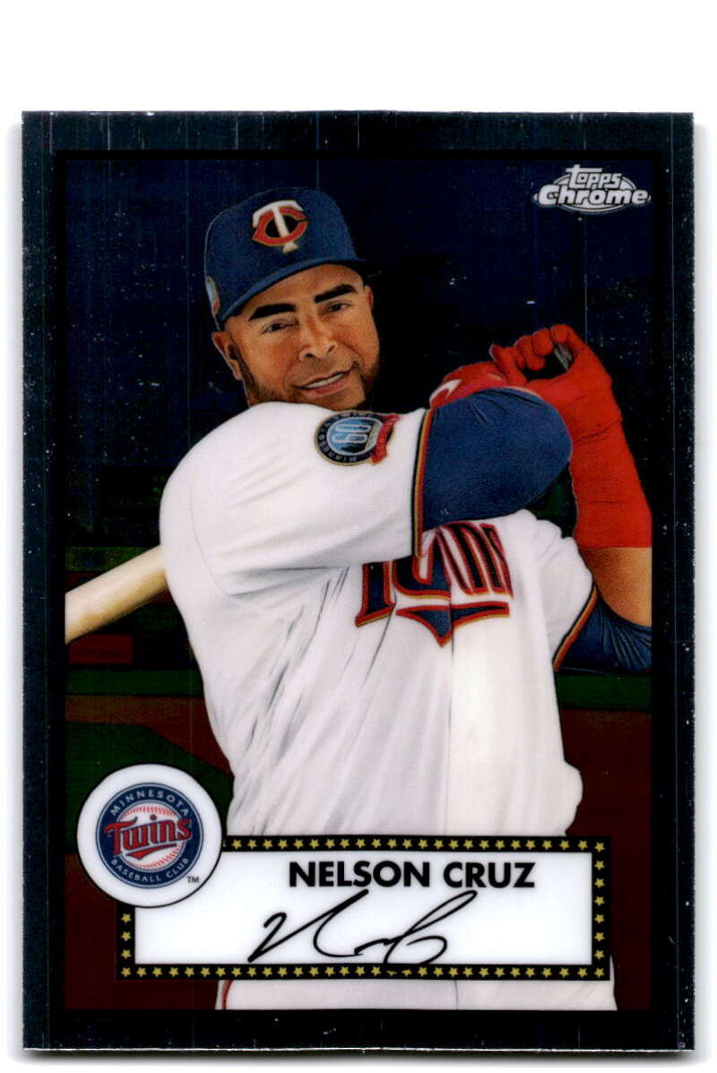 Nelson Cruz Minnesota Twins baseball card in home white uniform from 2021 Topps Chrome