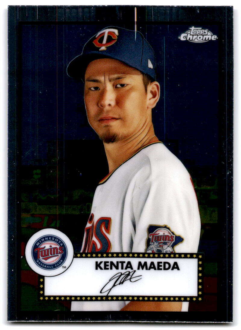 Kenta Maeda Minnesota Twins Baseball Card from 2021 Topps Chrome Platinum Anniversary set