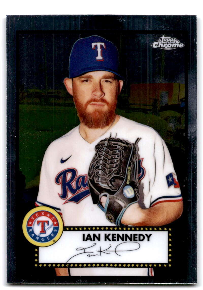 Texas Rangers pitcher Ian Kennedy 2021 Topps Chrome Platinum Anniversary baseball card