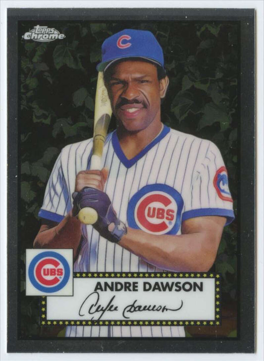 Andre Dawson in pinstriped uniform on 2021 Topps Chrome Platinum Anniversary card