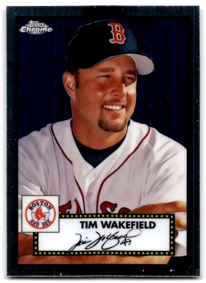 Tim Wakefield Boston Red Sox baseball card from 2021 Topps Chrome Platinum Anniversary