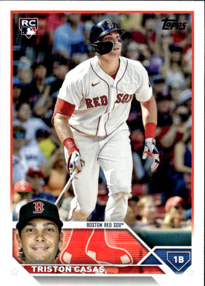 Triston Casas Boston Red Sox rookie card featuring player in white home uniform