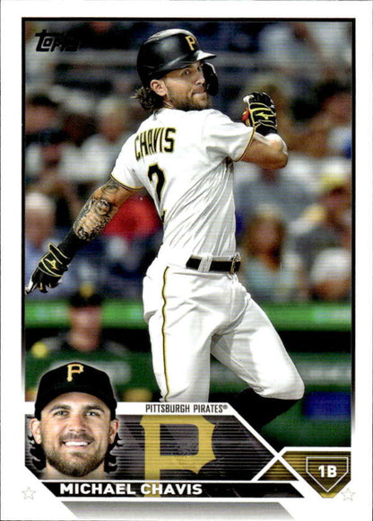 Michael Chavis in batting stance on 2023 Topps Pittsburgh Pirates baseball card