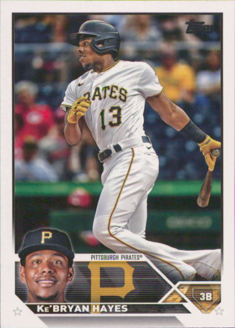 Baseball card of Ke’Bryan Hayes in jersey number 13 for Pittsburgh Pirates Baseball