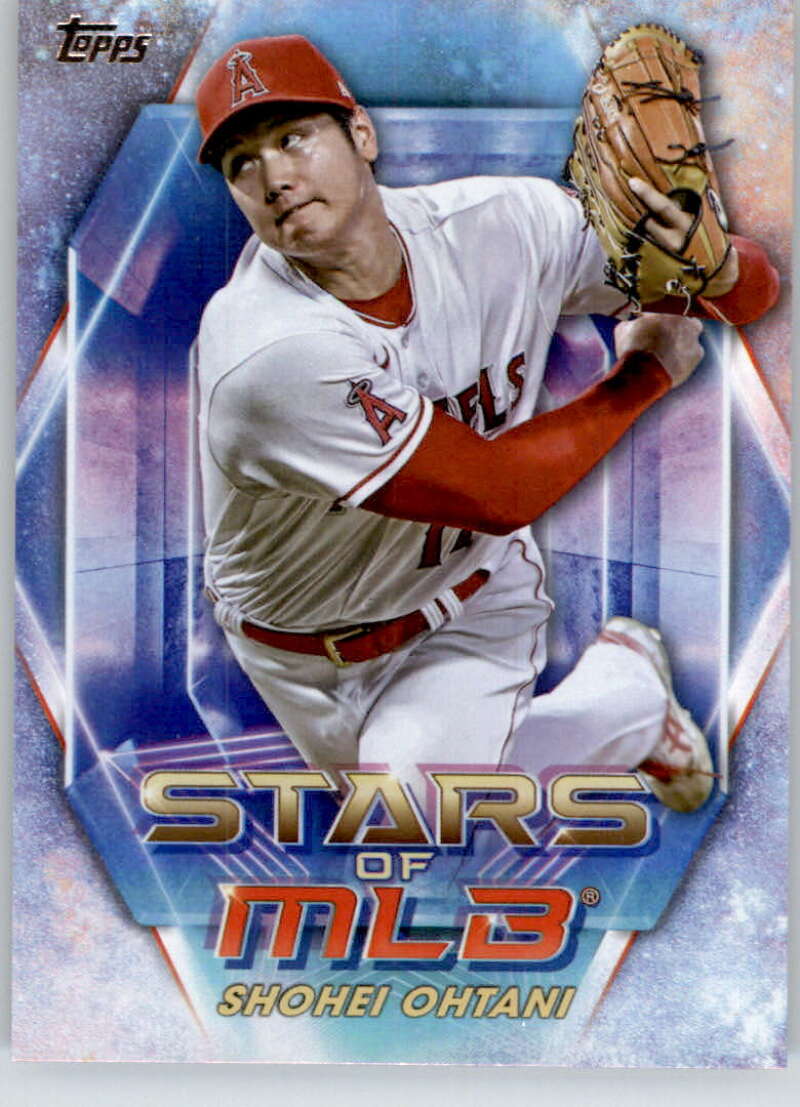 Shohei Ohtani pitching in Angels uniform on 2023 Topps baseball card