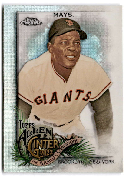 Baseball card of Willie Mays in cream uniform for San Francisco Giants collectors