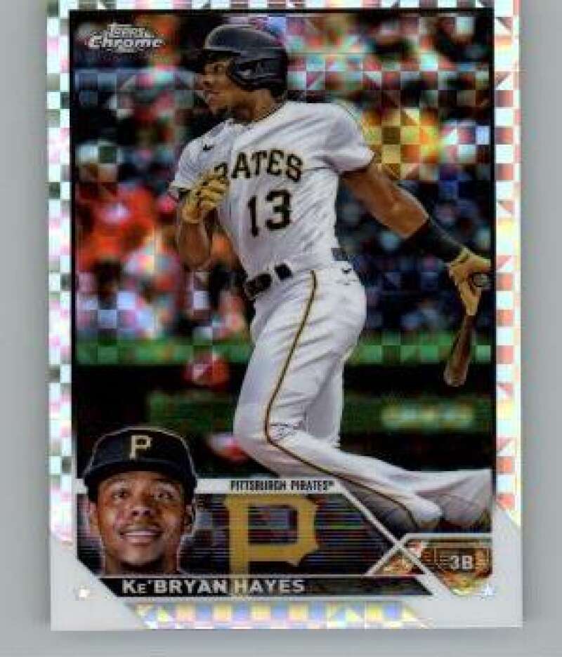 Chrome refractor baseball card of Ke’Bryan Hayes, Pittsburgh Pirates jersey number 13