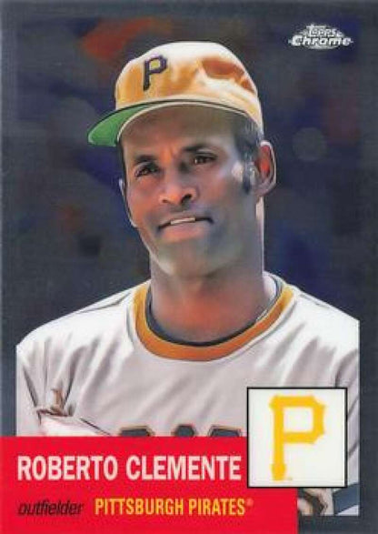 Roberto Clemente Pittsburgh Pirates baseball card Topps Chrome Platinum Anniversary design