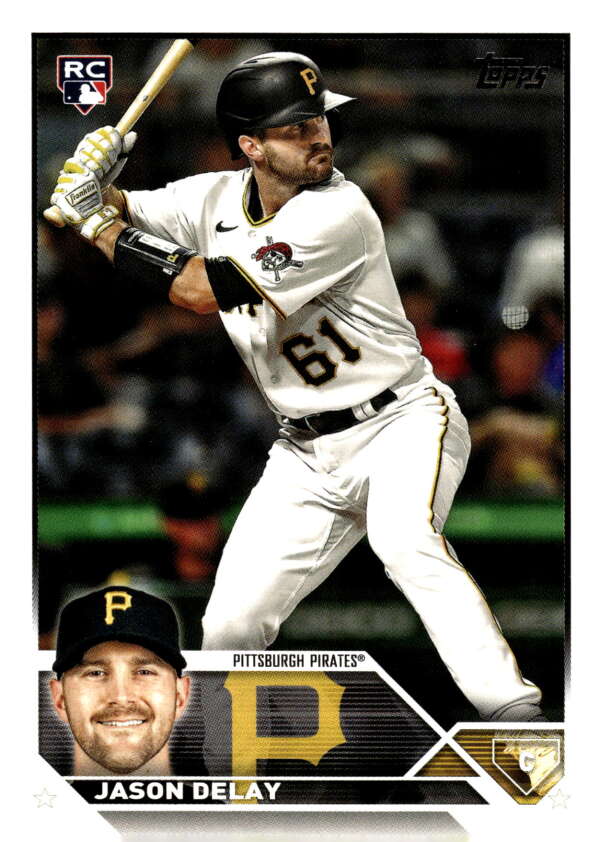 Jason Delay at bat on a Pittsburgh Pirates baseball card from Topps Update Series