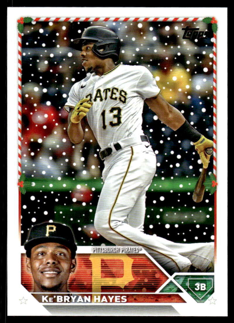 Pittsburgh Pirates baseball card of Ke’Bryan Hayes in batting stance jersey number 13