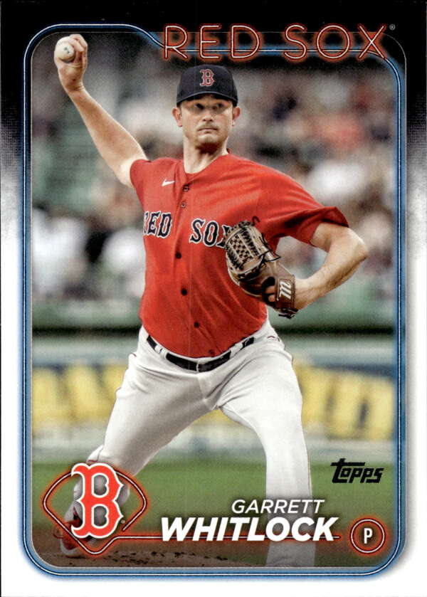 Garrett Whitlock mid-throw in red jersey on 2024 Topps #477 Boston Red Sox card