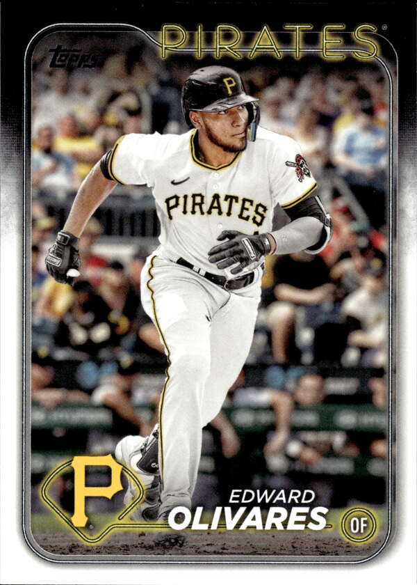 Baseball card of Edward Olivares, Pittsburgh Pirates outfielder in home uniform