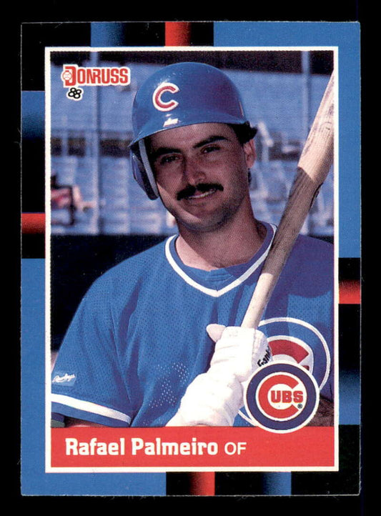 1988 Donruss Rafael Palmeiro Chicago Cubs baseball card in blue uniform