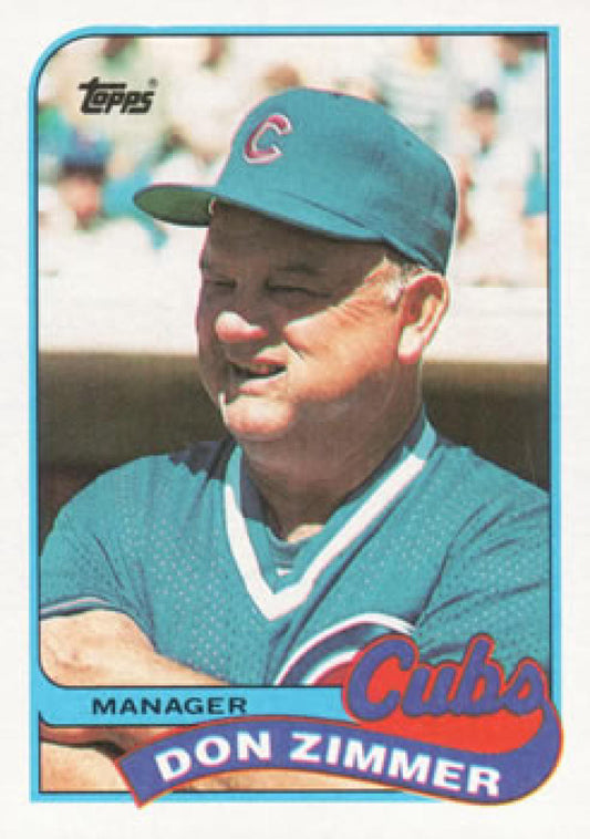 Don Zimmer baseball card in Chicago Cubs cap and jersey from 1989 Topps #134