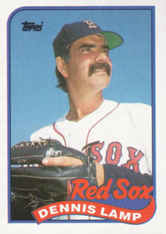 Vintage 1989 Topps #188 Dennis Lamp NM-MT Boston Red Sox card with mustached player