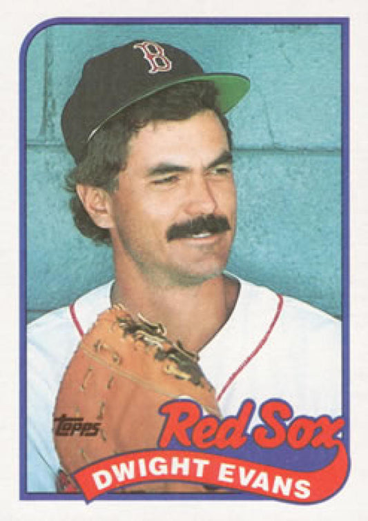 Baseball card of Dwight Evans, Boston Red Sox player with mustache and team cap