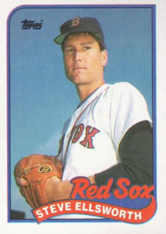 Boston Red Sox Steve Ellsworth baseball card in white jersey against blue backdrop