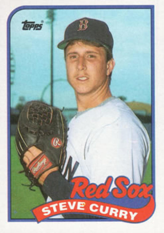 Steve Curry rookie card featuring a Boston Red Sox pitcher in white uniform