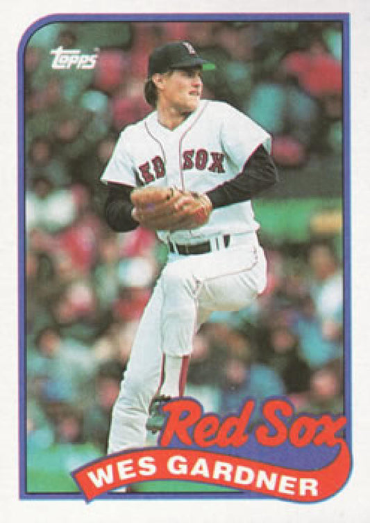 1989 Topps #526 Wes Gardner baseball card showcasing a Boston Red Sox pitcher in action