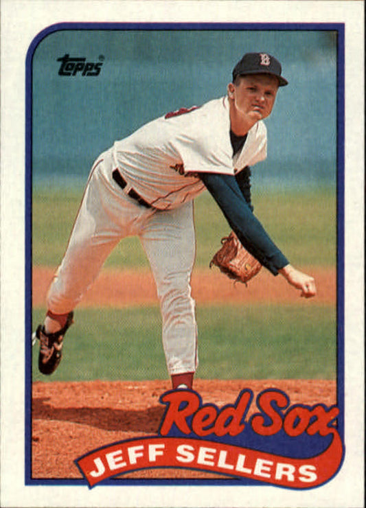 Red Sox pitcher in delivery on 1989 Topps #544 Jeff Sellers Baseball Card