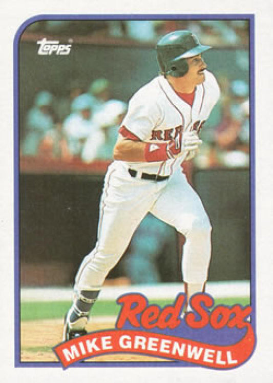 1989 Topps #630 Mike Greenwell NM-MT Boston Red Sox Baseball Card at bat in home uniform