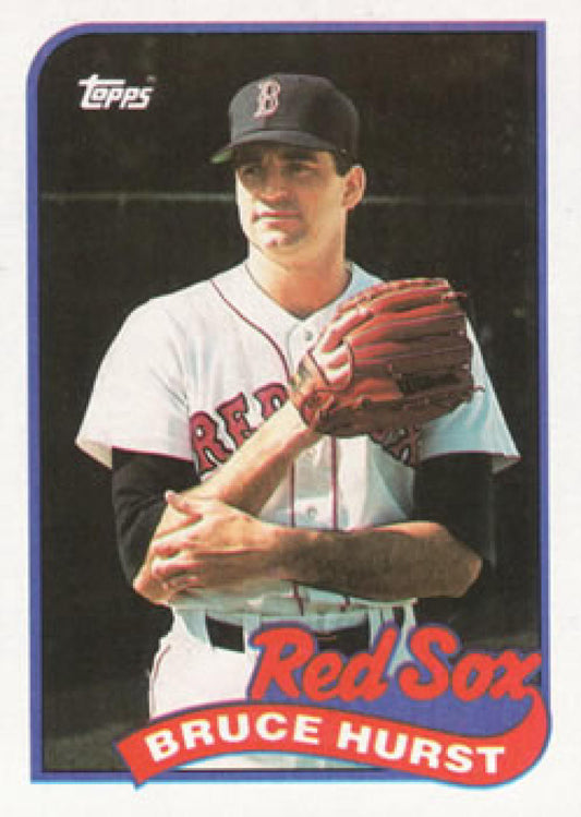 Boston Red Sox 1989 Topps #675 Bruce Hurst baseball card with glove in home uniform