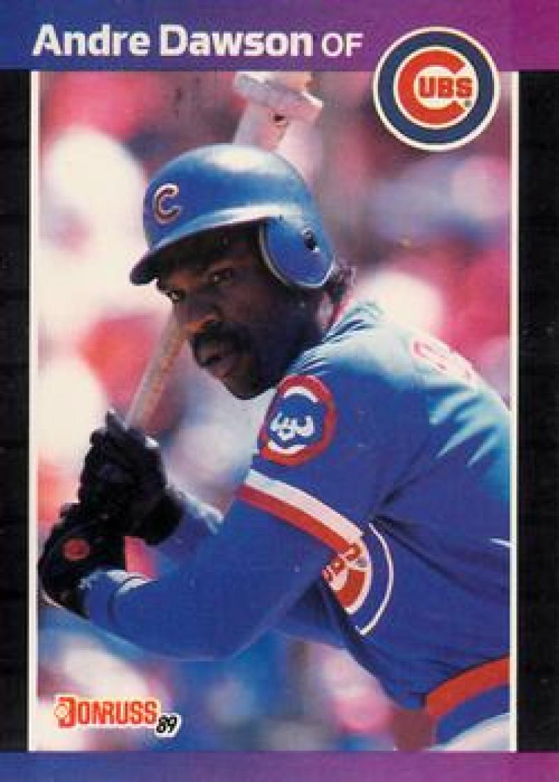 1989 Donruss Andre Dawson Chicago Cubs Baseball Card in blue uniform and batting helmet