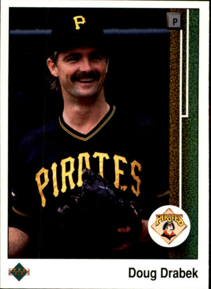 Doug Drabek in black Pittsburgh Pirates uniform on 1989 Upper Deck baseball card