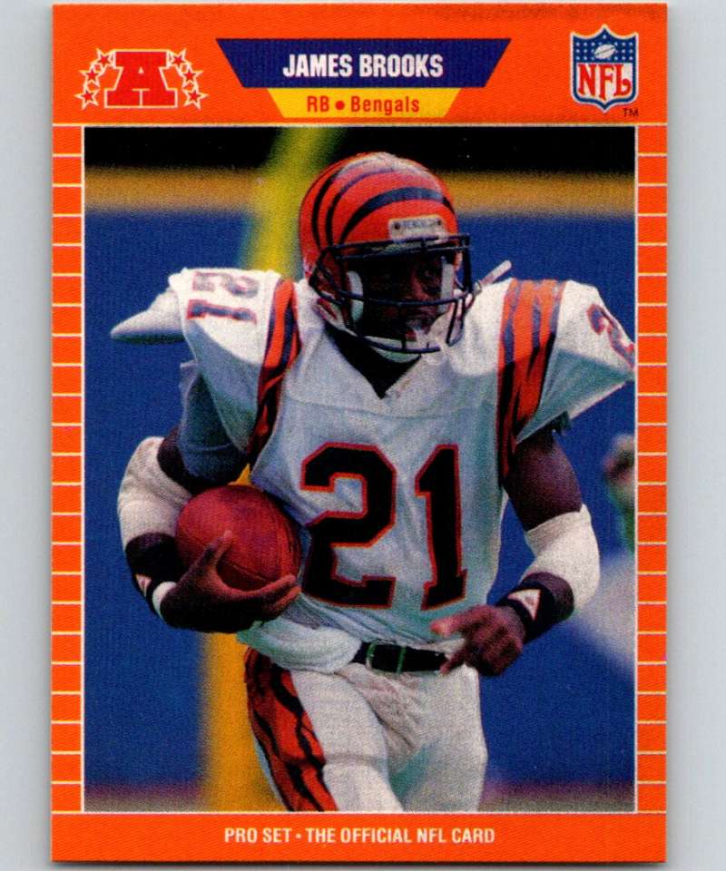 NFL trading card of James Brooks in Cincinnati Bengals uniform carrying a football