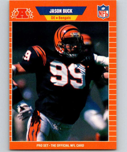 NFL trading card of Jason Buck, Cincinnati Bengals defensive player in black and orange uniform