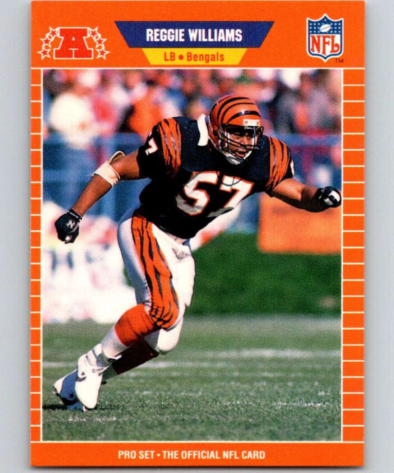 NFL trading card of Reggie Williams in Cincinnati Bengals uniform, orange and black