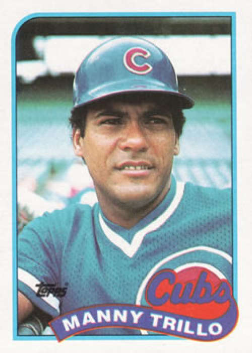 Baseball card of Manny Trillo in teal uniform for Chicago Cubs, 1989 Topps #66